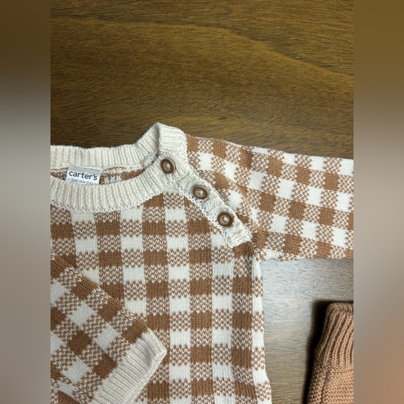 Carter’s Baby Cardigan Sweater And Pants Sz 6 Months Beige (0239) - Picture 3 of 9